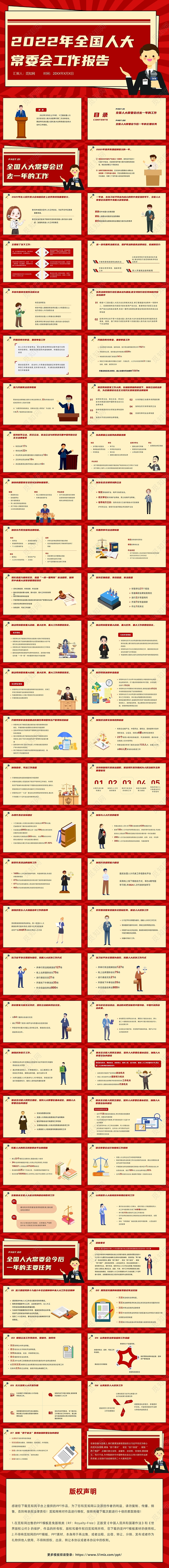 红色插画风2022年全国人大常委会工作报告PPT全国人大常委会工作报告两会解读