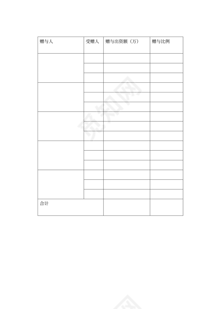 股权赠与合同协议范本模板（多人详细版）