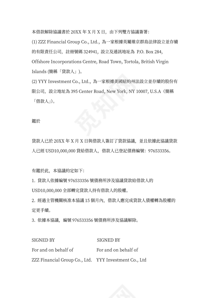 借款转股权协议书