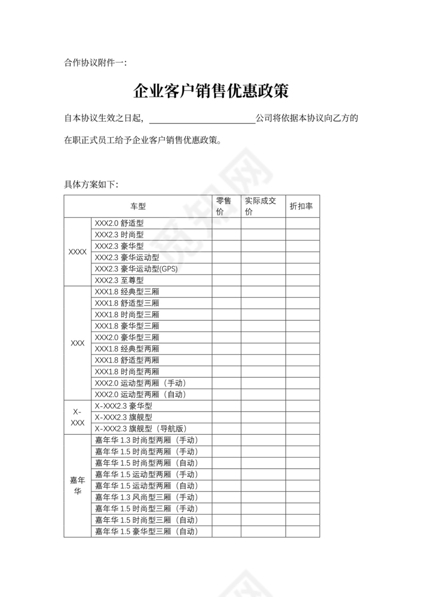 合作协议(车改)