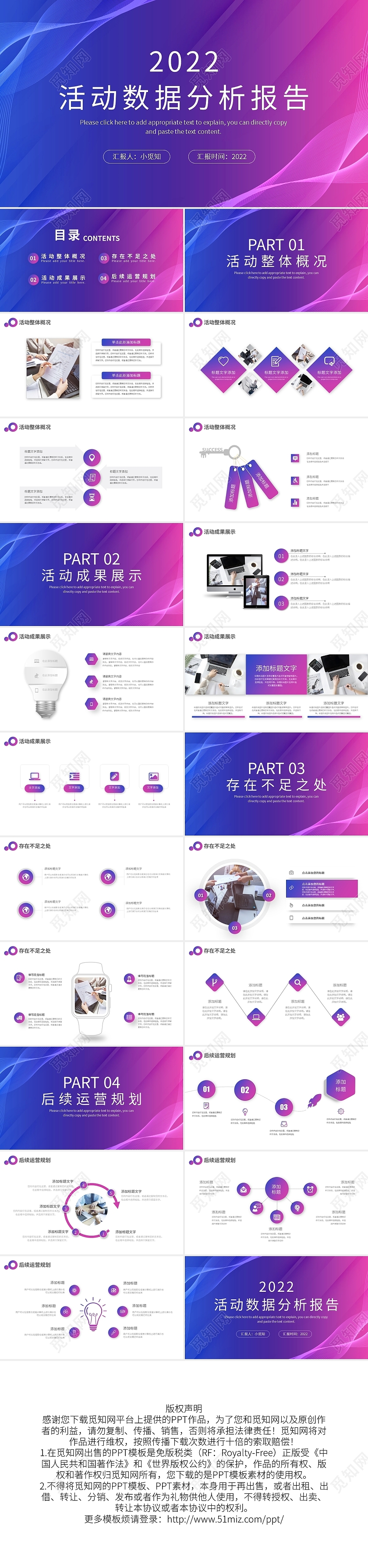 蓝色简约活动数据分析报告PPT模板宣传PPT动态PPT