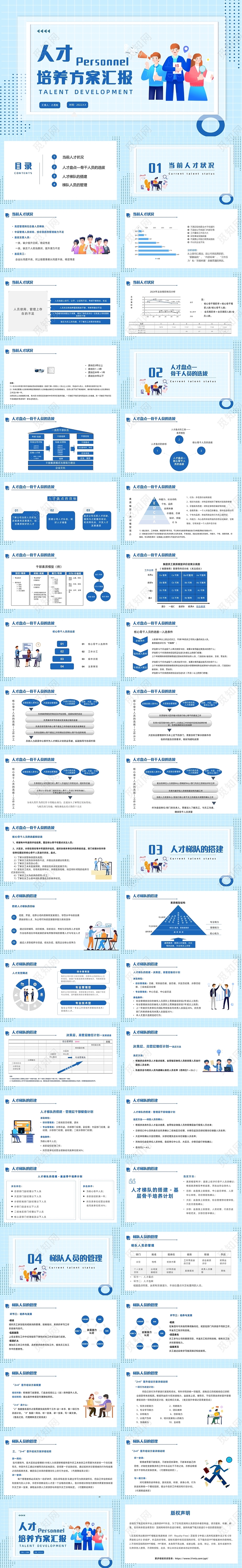 蓝色卡通风人才培养方案汇报PPT人力资源
