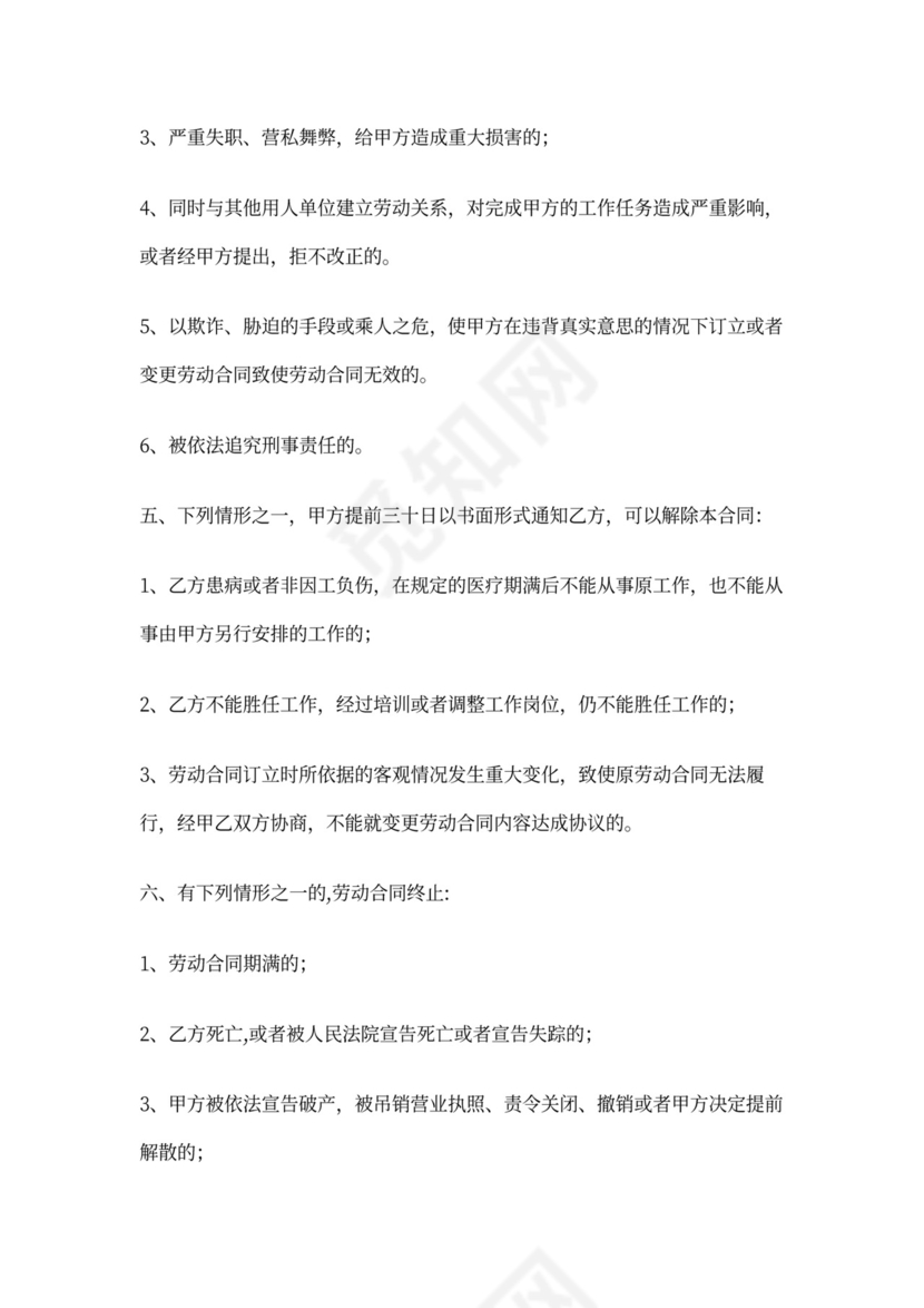 美发店正式劳动合同书(通用)