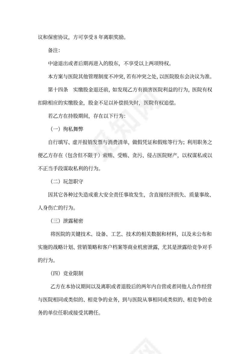 医院合伙股东协议