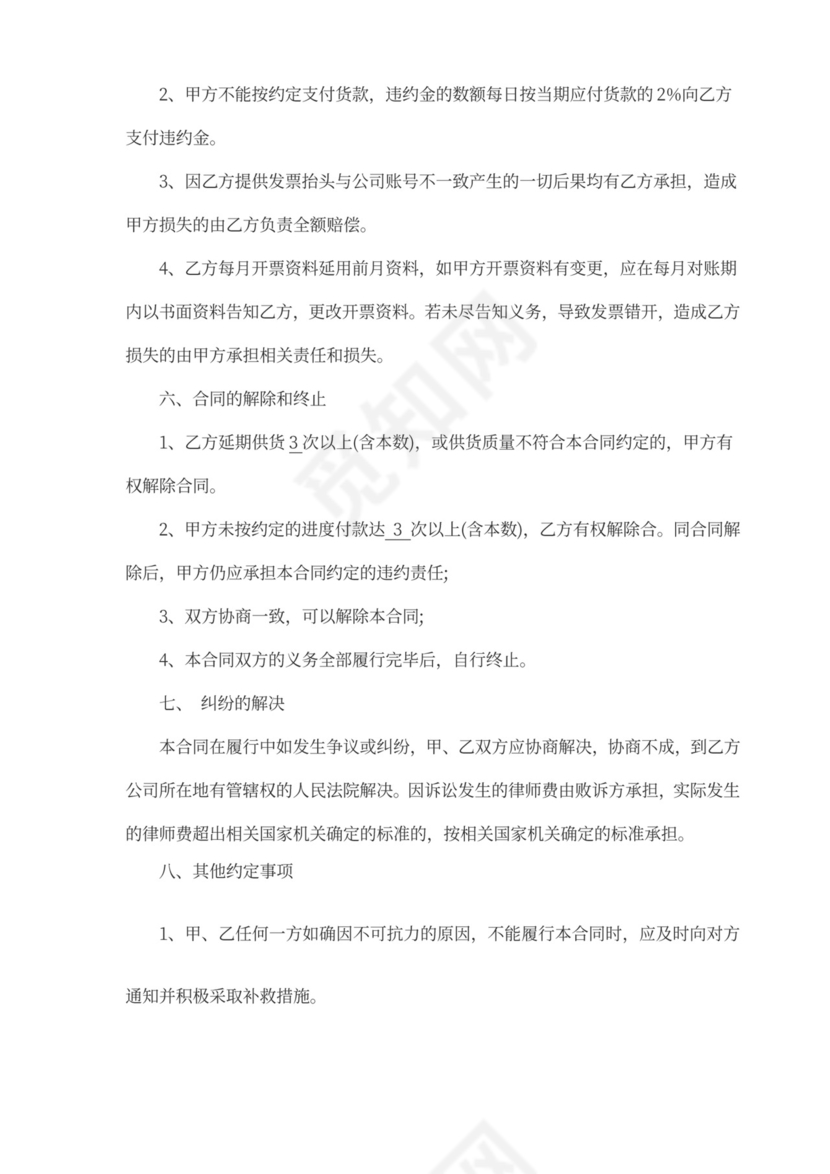 产品供货协议模板