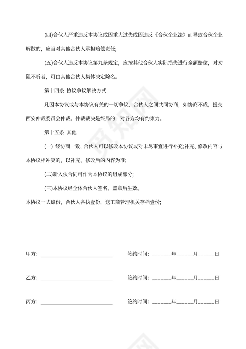 合伙经营酒吧协议书模板