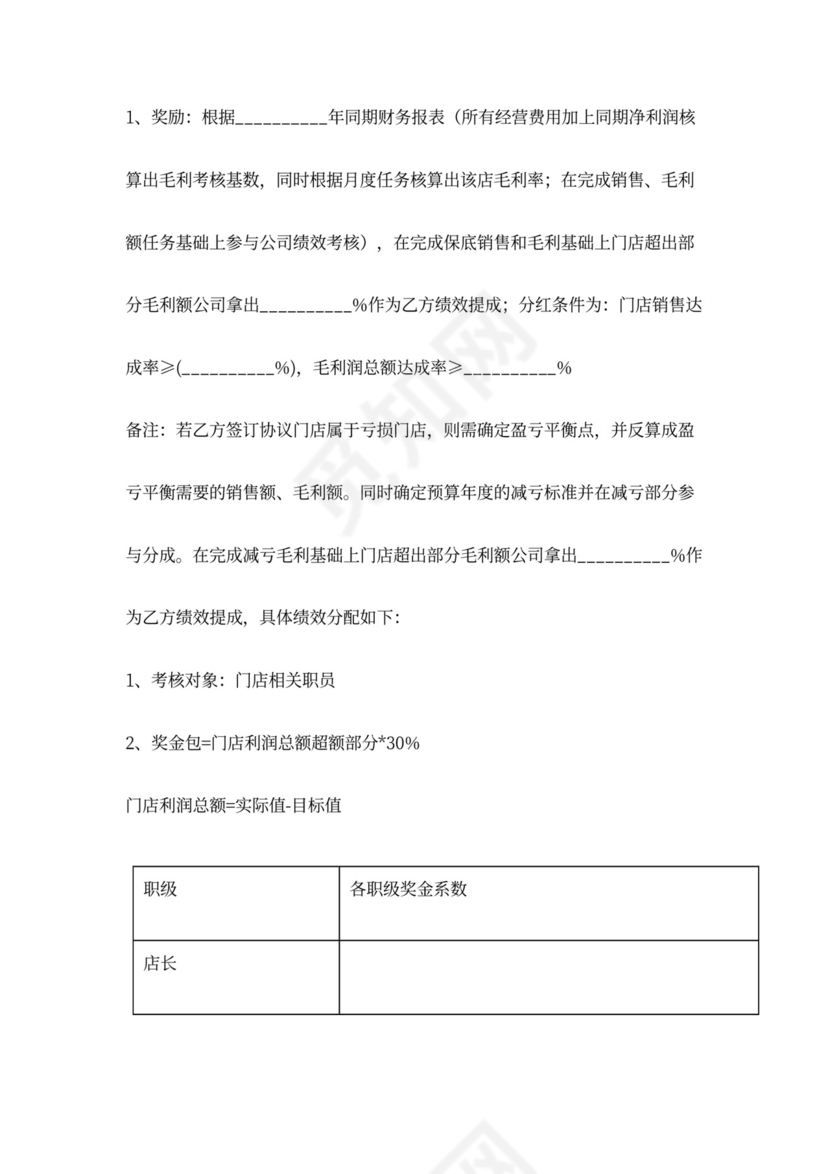 门店合伙人经营合同协议可打印