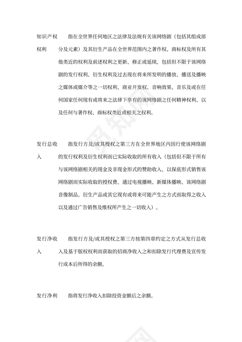 网剧投资协议书