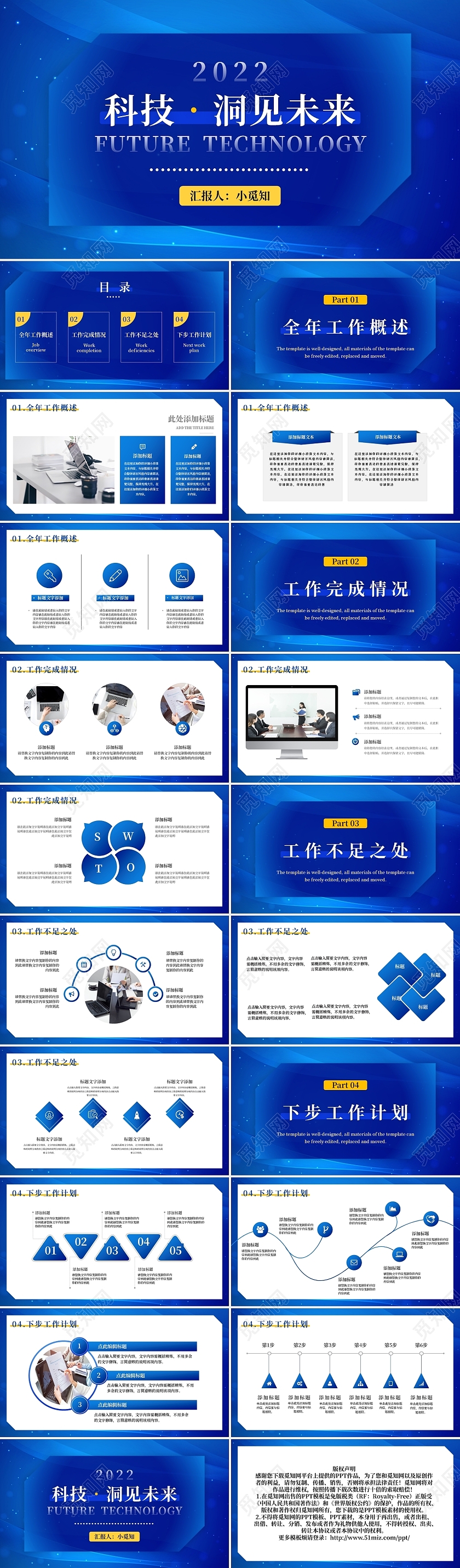 蓝色科技风互联网商务工作总结洞见未来PPT模板宣传PPT动态PPT