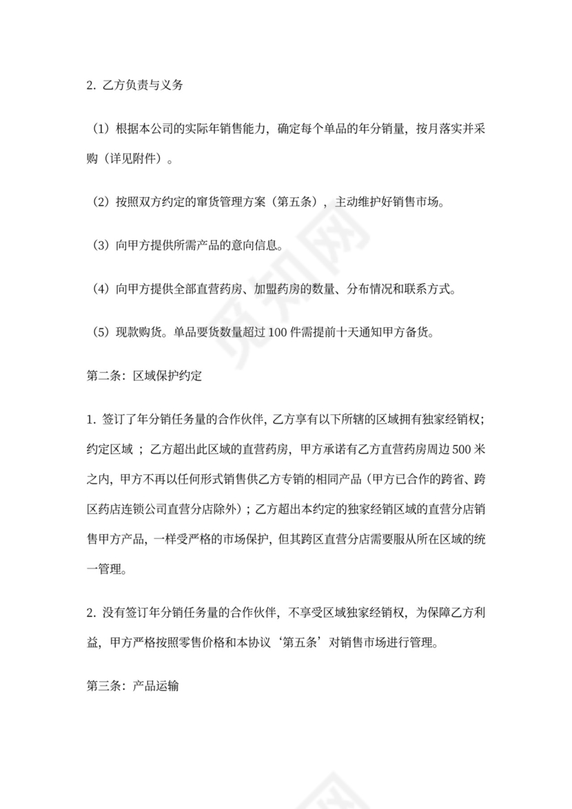 药品合作销售协议模板