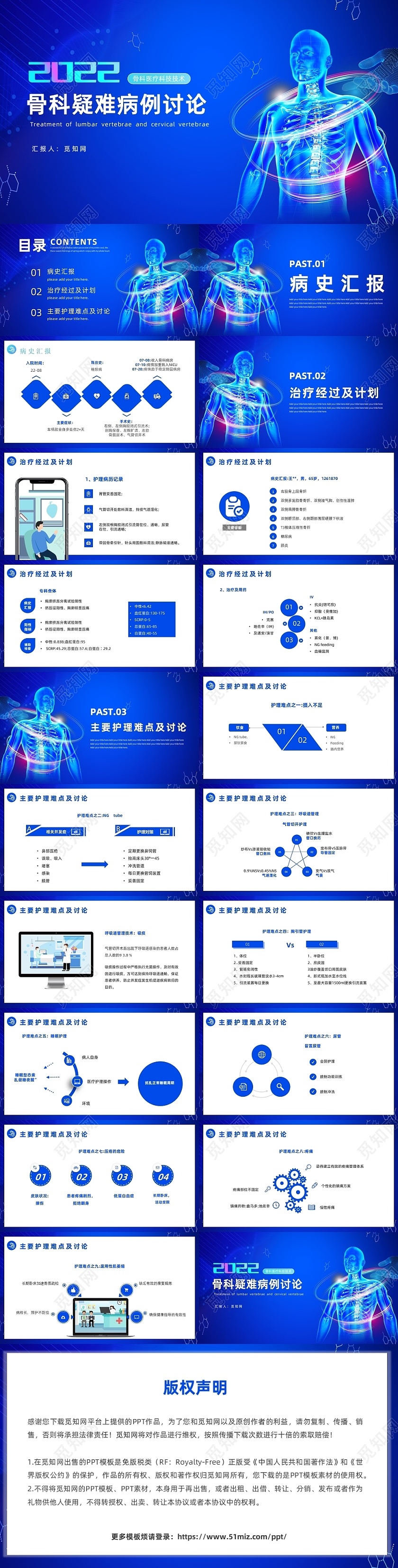 蓝色简约风骨科疑难病例讨论培训PPT