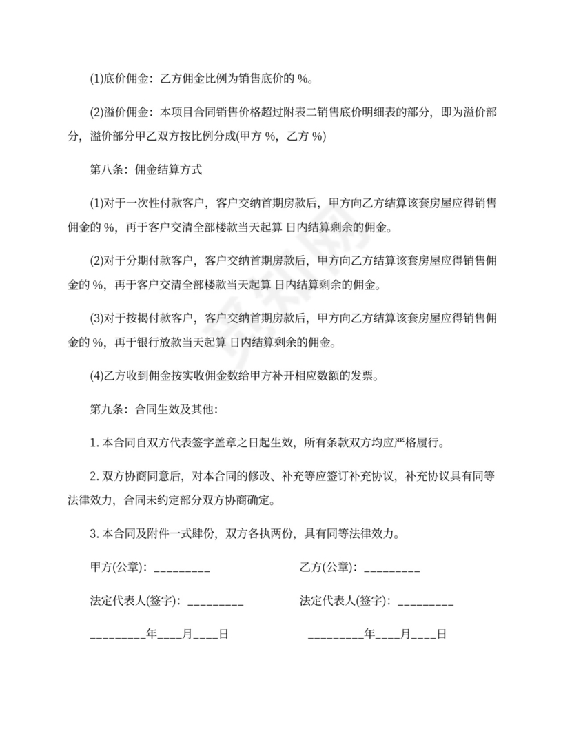 销售房屋代理合同格式