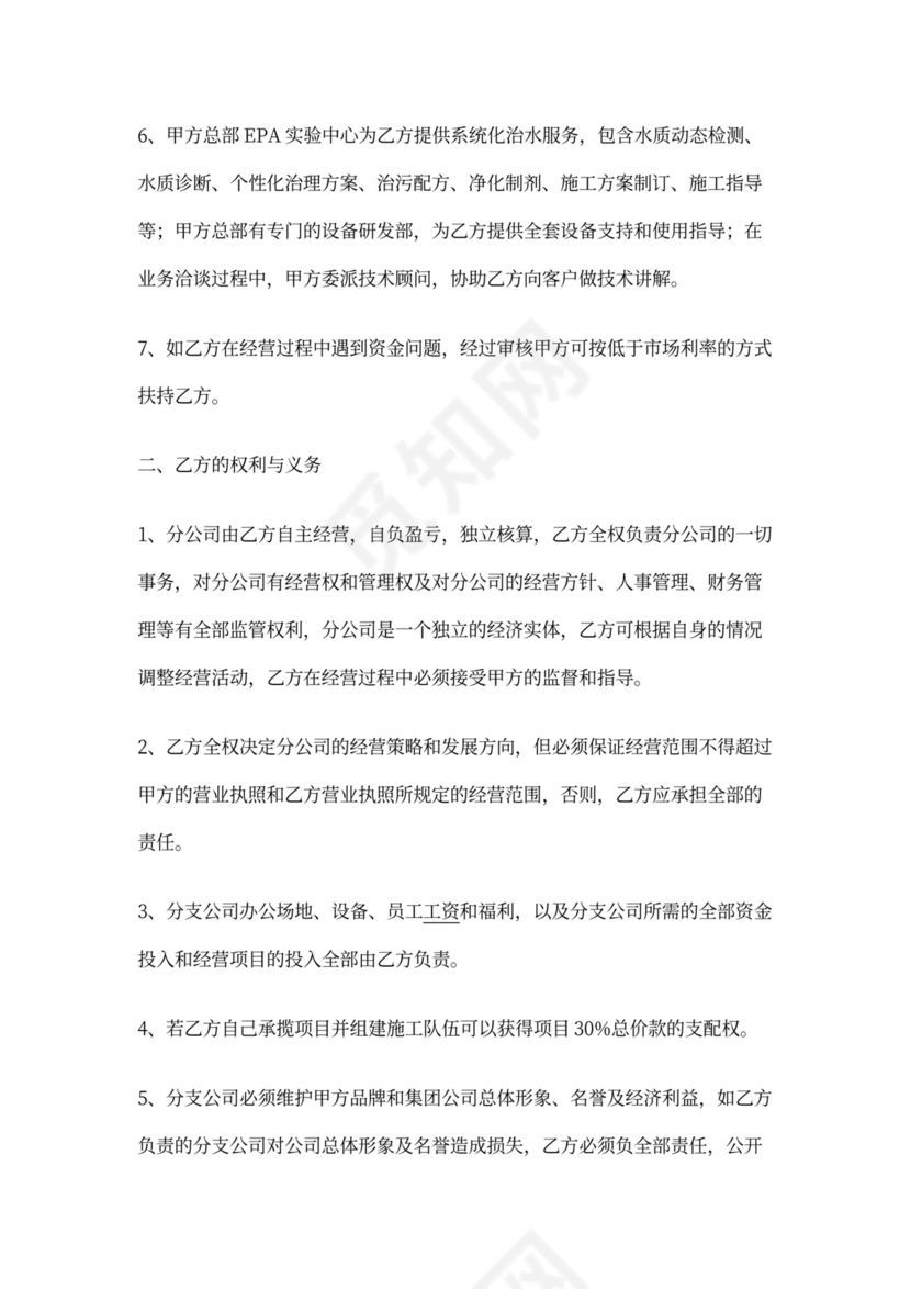 分公司加盟合同