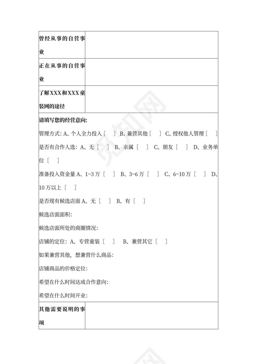 童装特许加盟合同