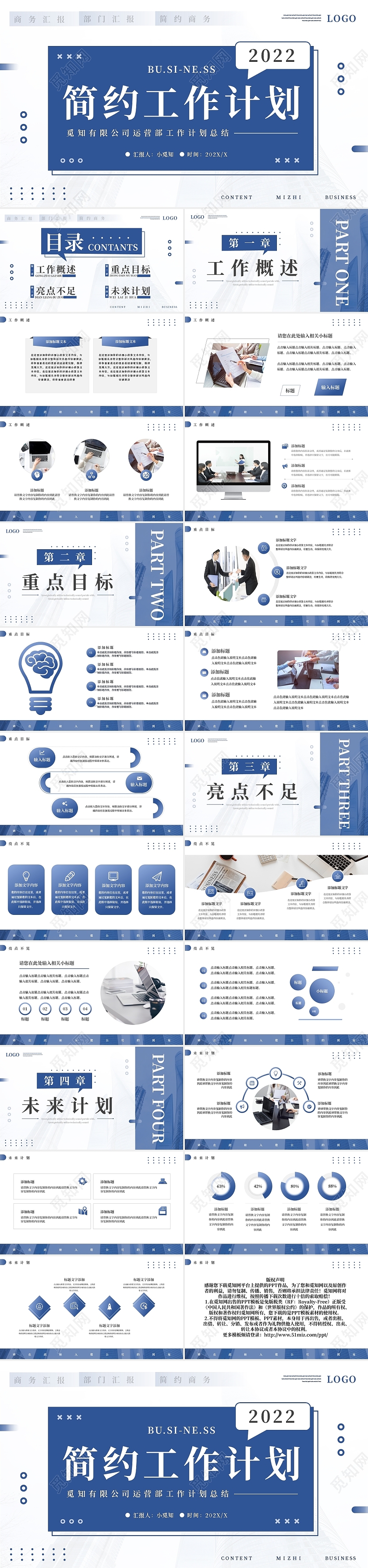 蓝色简约对话框工作总结PPT模板宣传PPT动态PPT