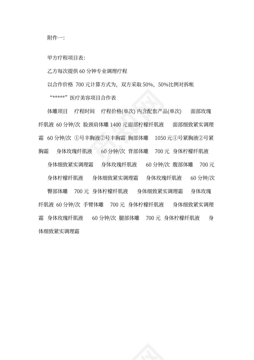 美容项目合作协议书