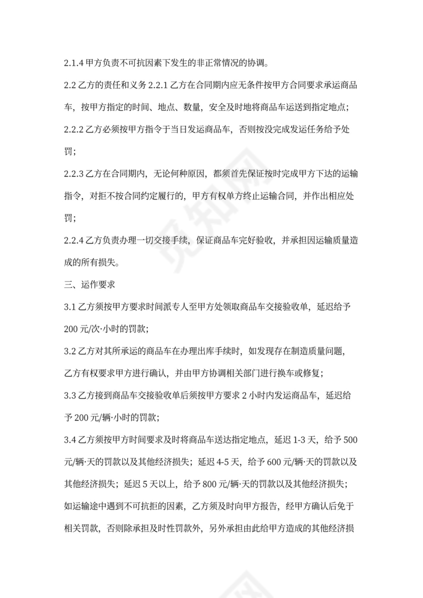 商品车运输合同