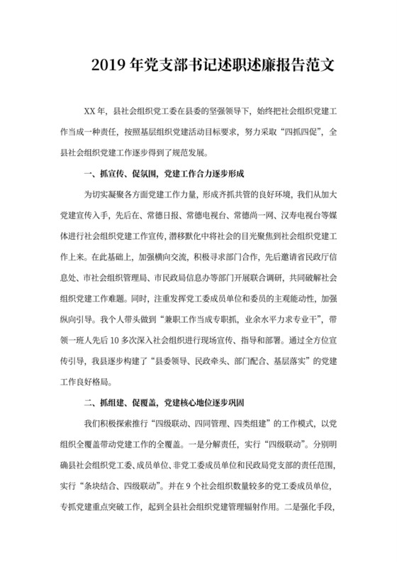 支部书记述职述廉报告范文