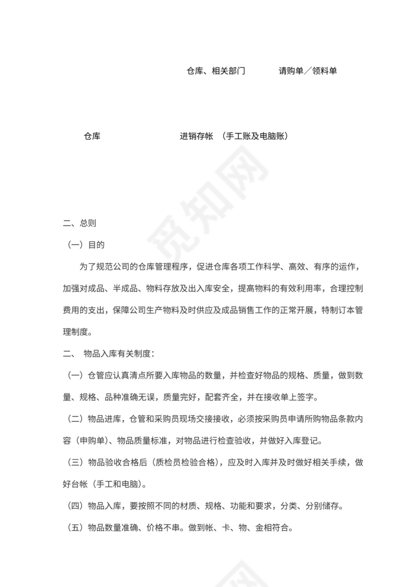 仓库出入库管理规定及流程图