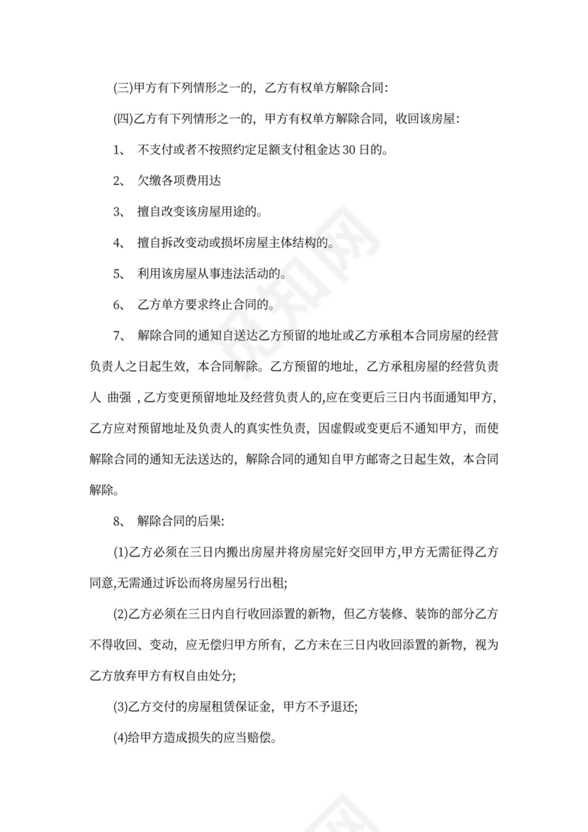 底商出租合同书