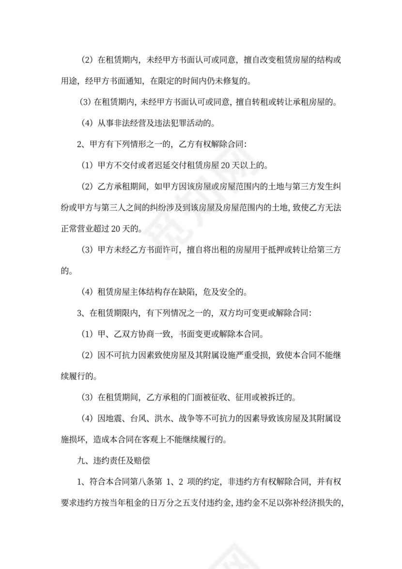 门面出租合同格式