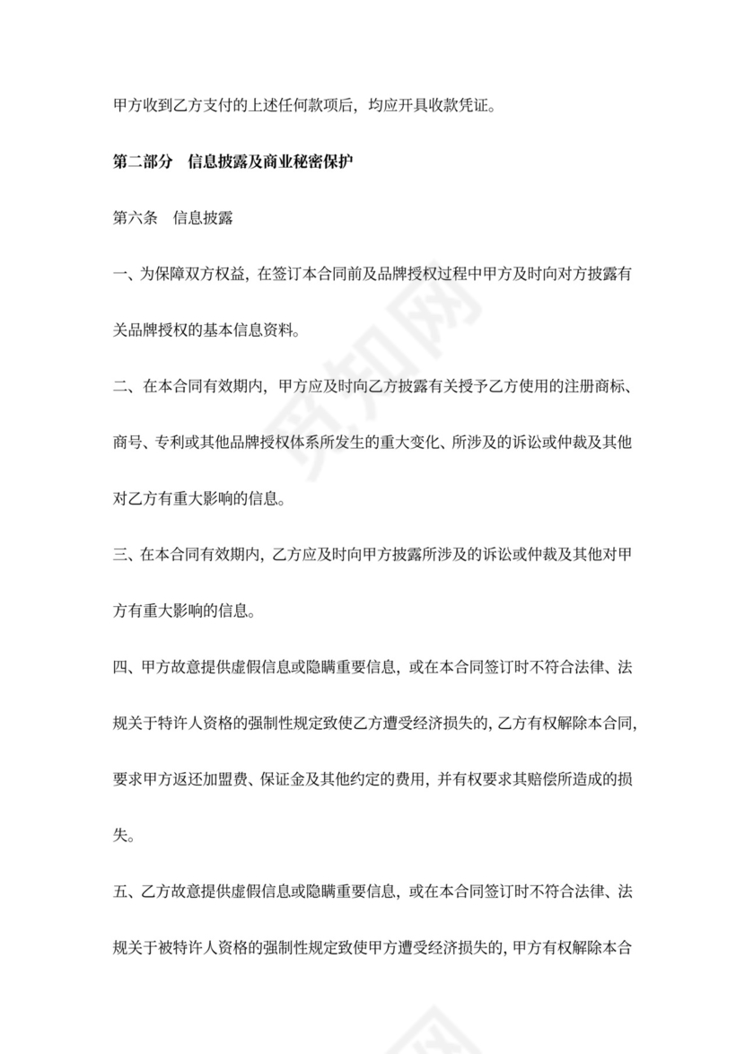 品牌授权加盟合同协议范本模板