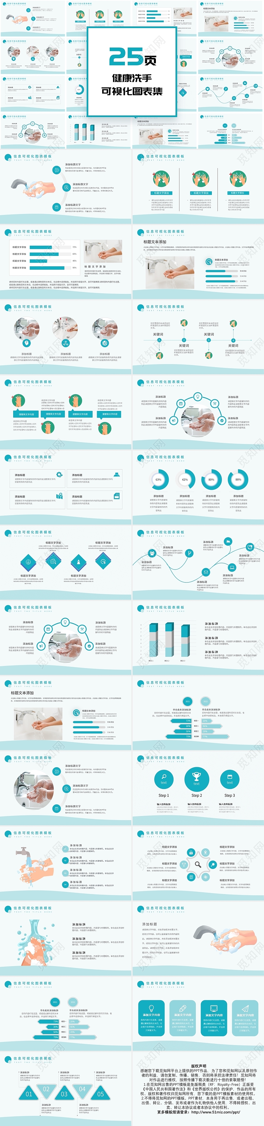 蓝色简约健康洗手主题班会PPT模板