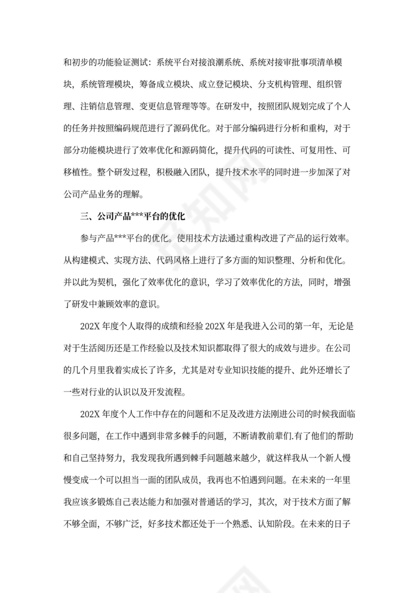 202X年软件项目工作个人总结