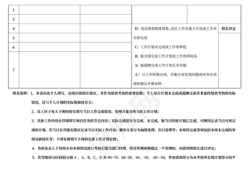 每日工作计划表