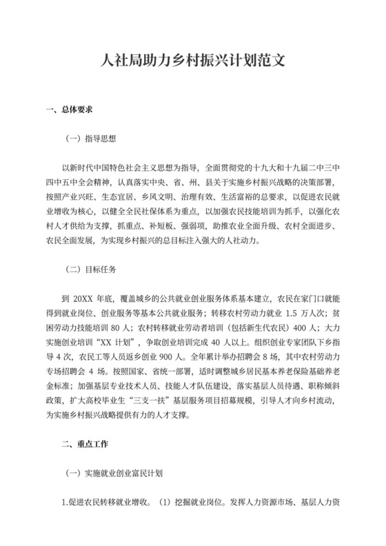 人社局助力乡村振兴计划