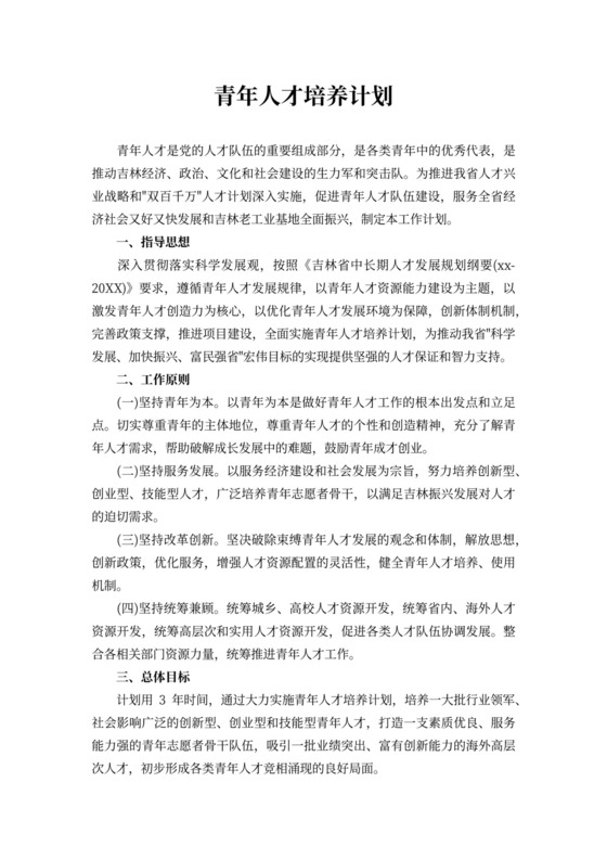 青年人才培养计划