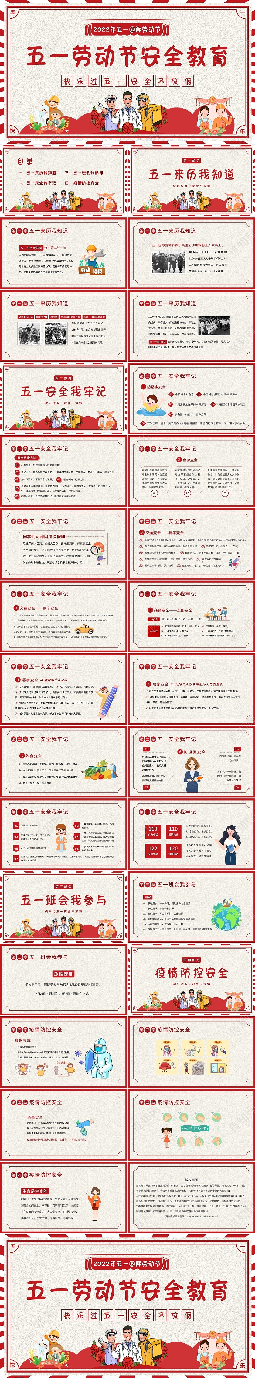 2022年五一劳动节假期安全教育主题班会PPT课件五一劳动节安全教育