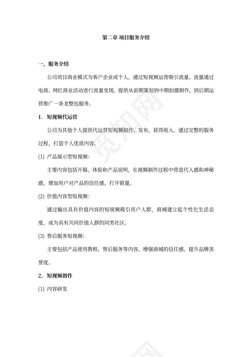 短视频及电商运营项目融资商业计划书