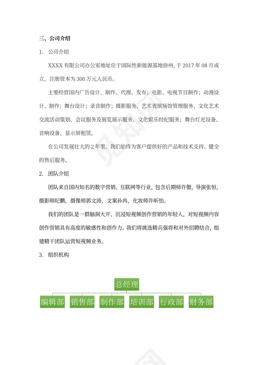 短视频及电商运营项目融资商业计划书