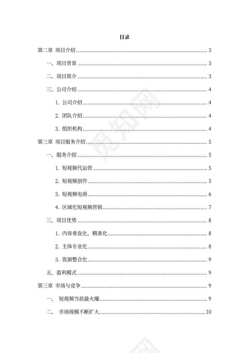 短视频及电商运营项目融资商业计划书