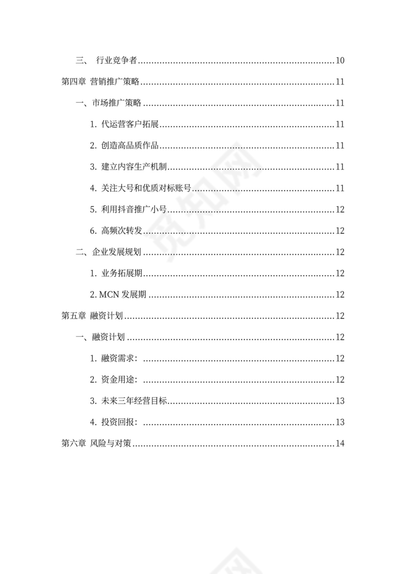 短视频及电商运营项目融资商业计划书
