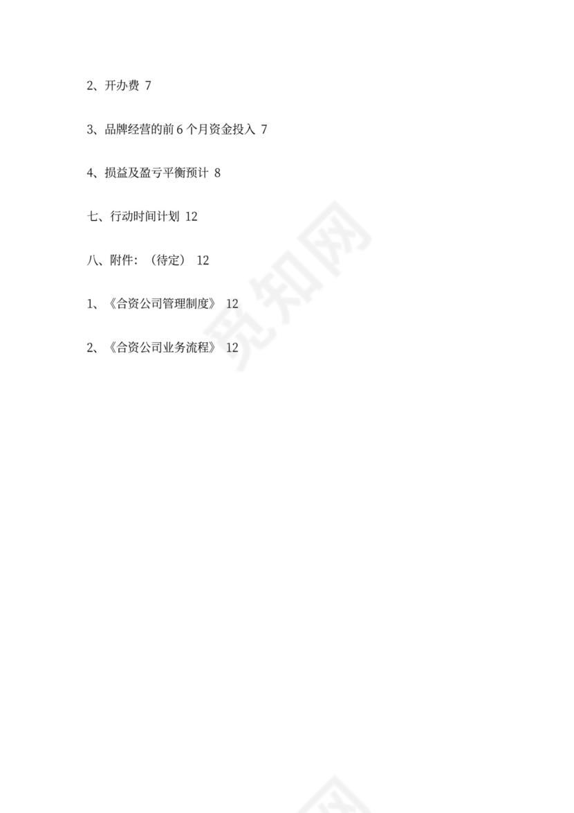 合资公司商业计划书