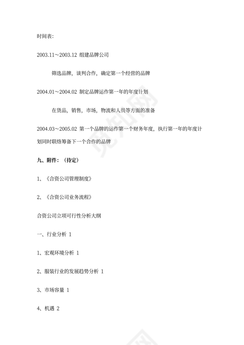 合资公司商业计划书