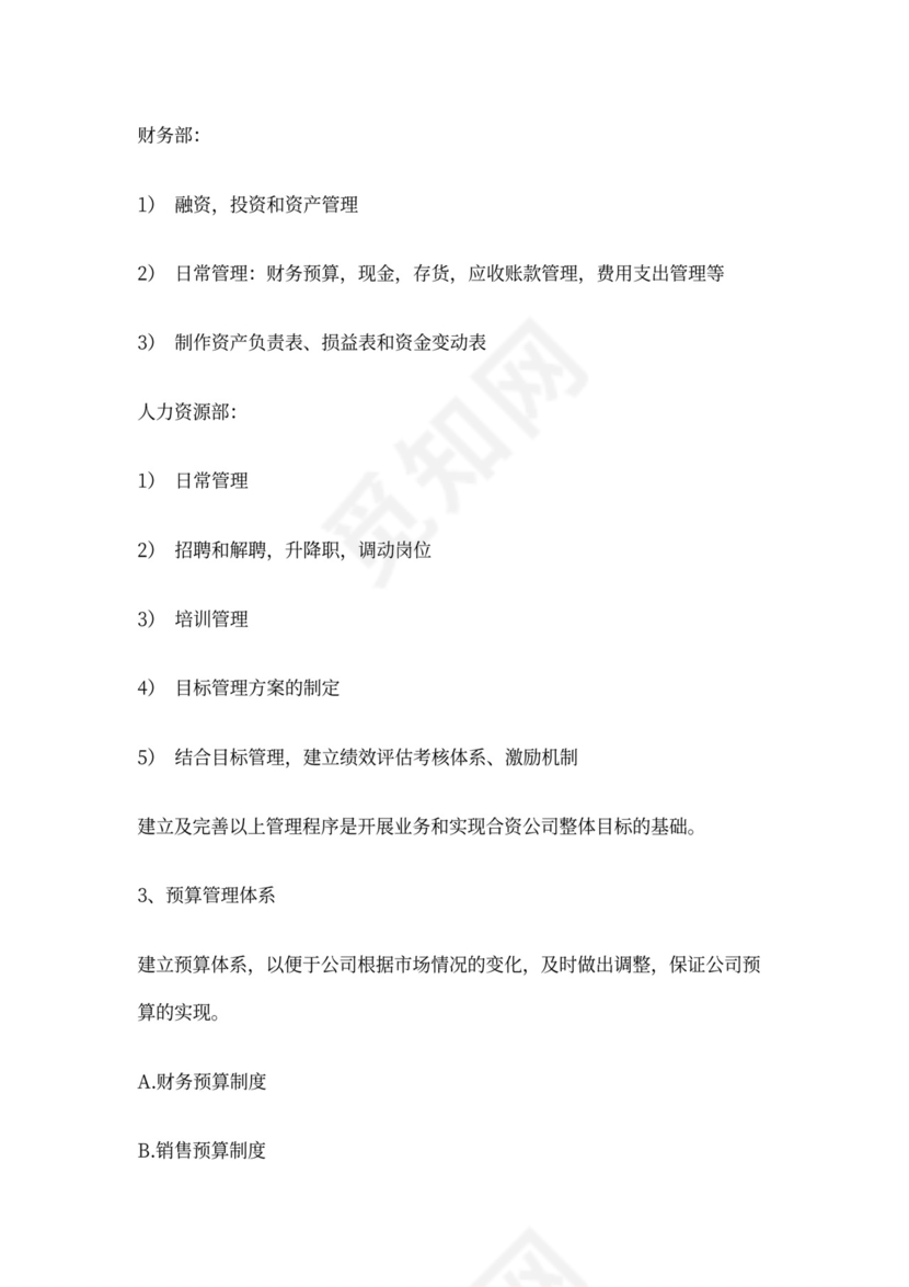 合资公司商业计划书