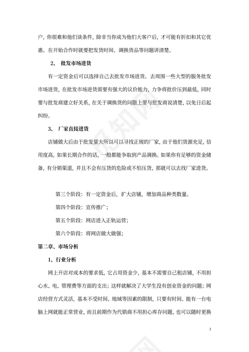 个人网店创业计划书