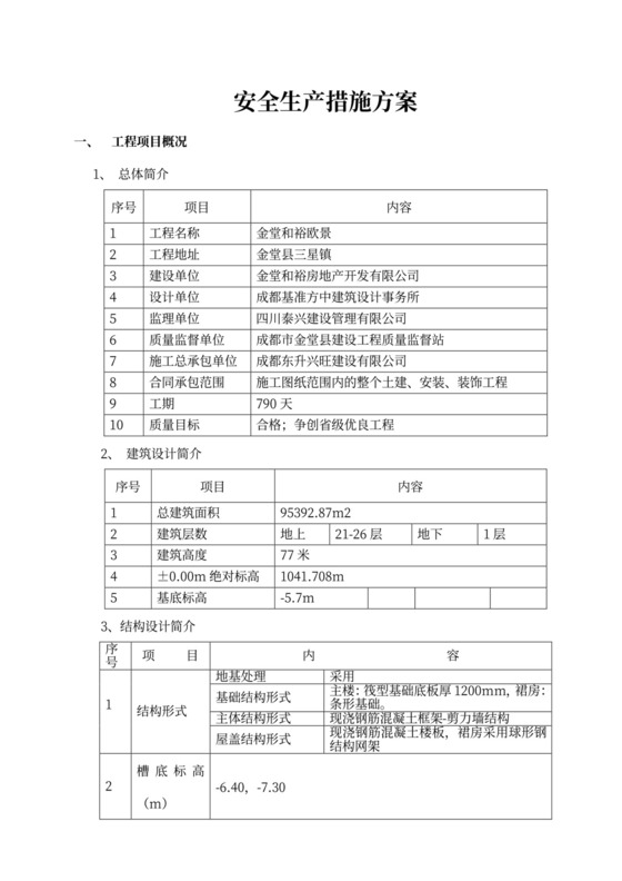 安全生产措施方案