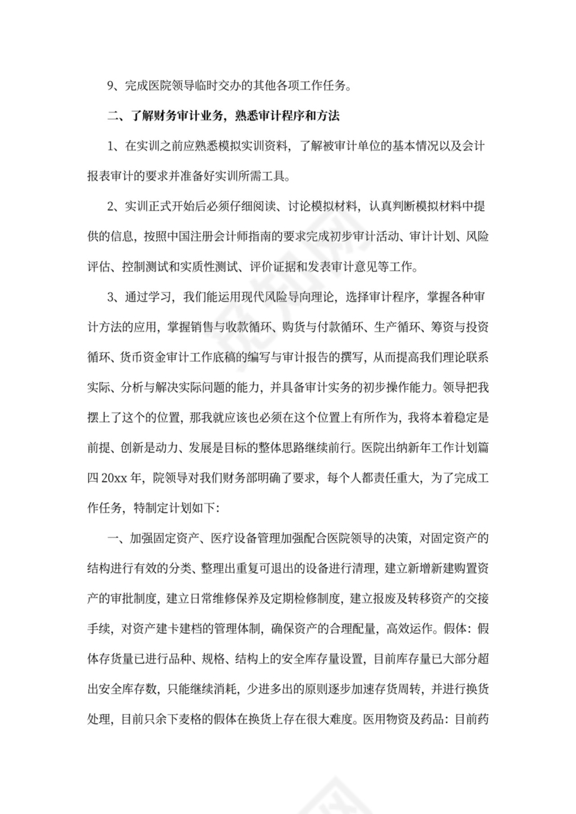 医院出纳新年工作计划
