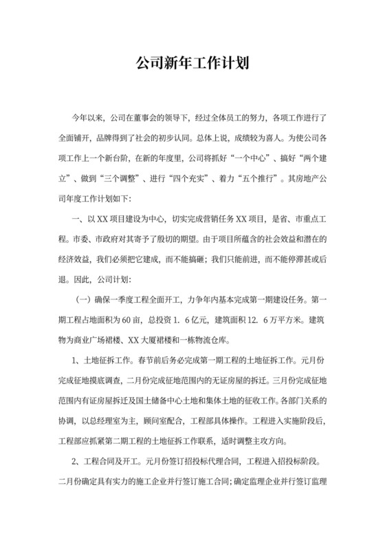 公司新年工作计划