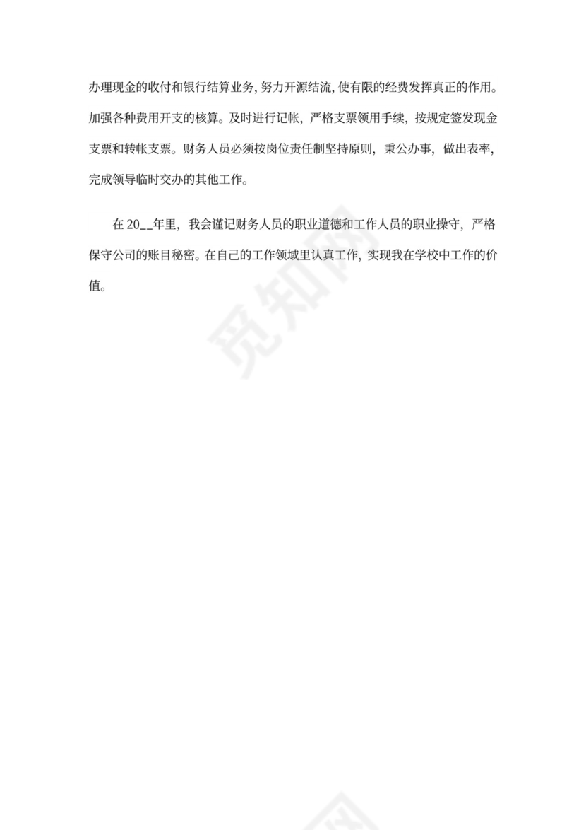 财务人员个人工作计划