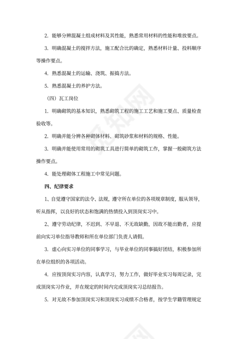 施工实习工作计划