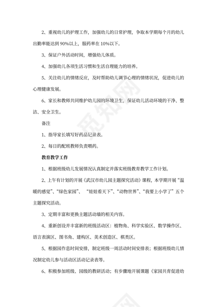 大班班级工作计划