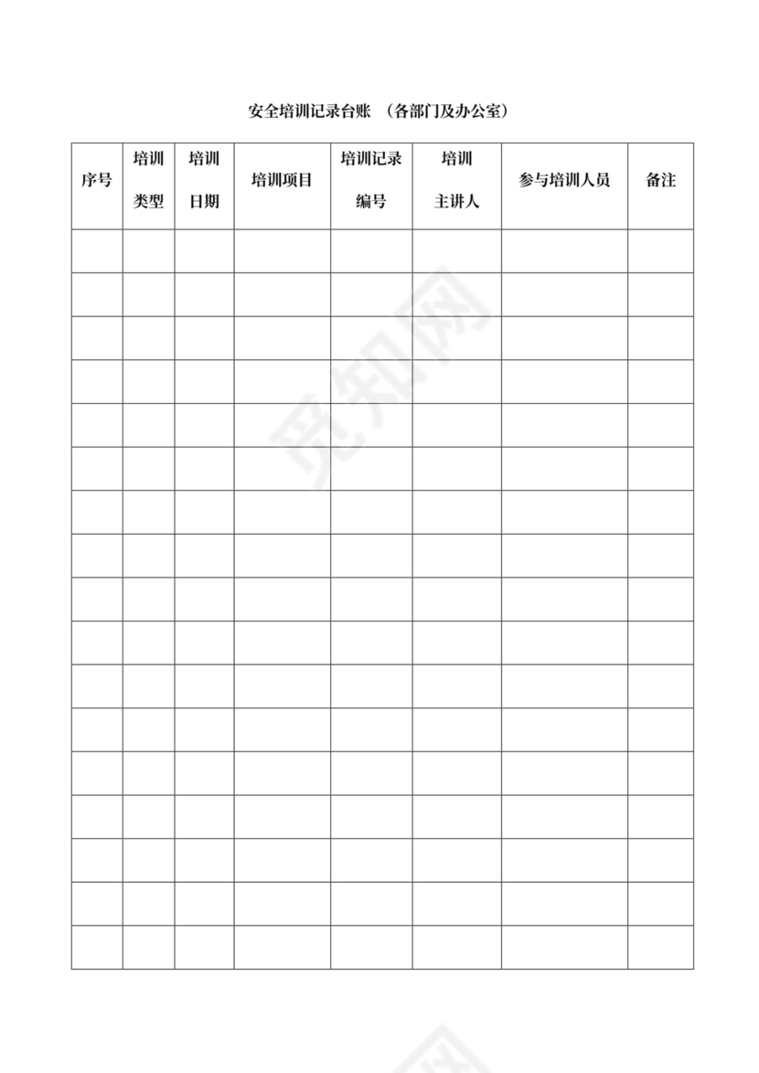 安全会议记录各部门及办公室word模板