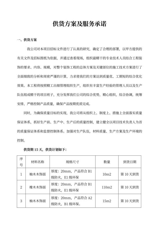 供货方案及服务承诺-供货服务承诺