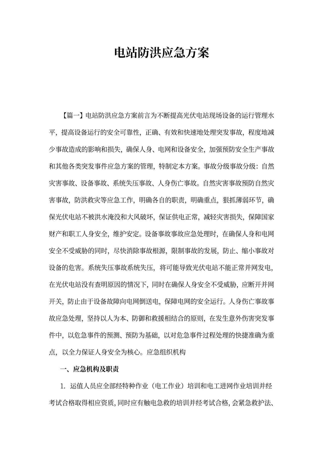 电站防洪应急方案