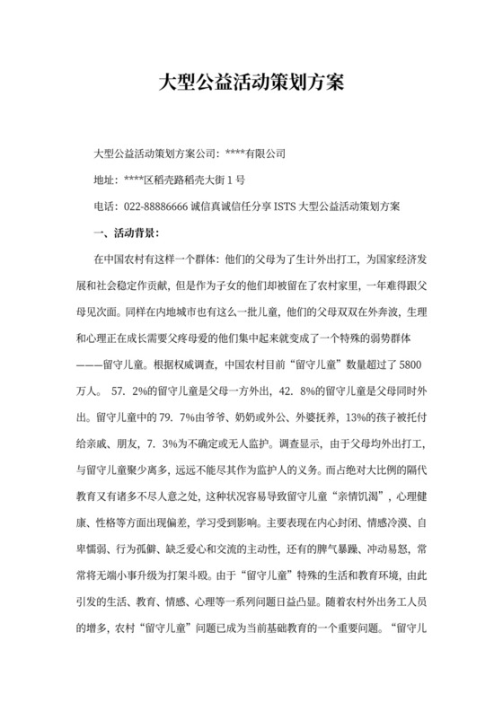 大型公益活动策划方案